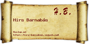 Hirs Barnabás névjegykártya